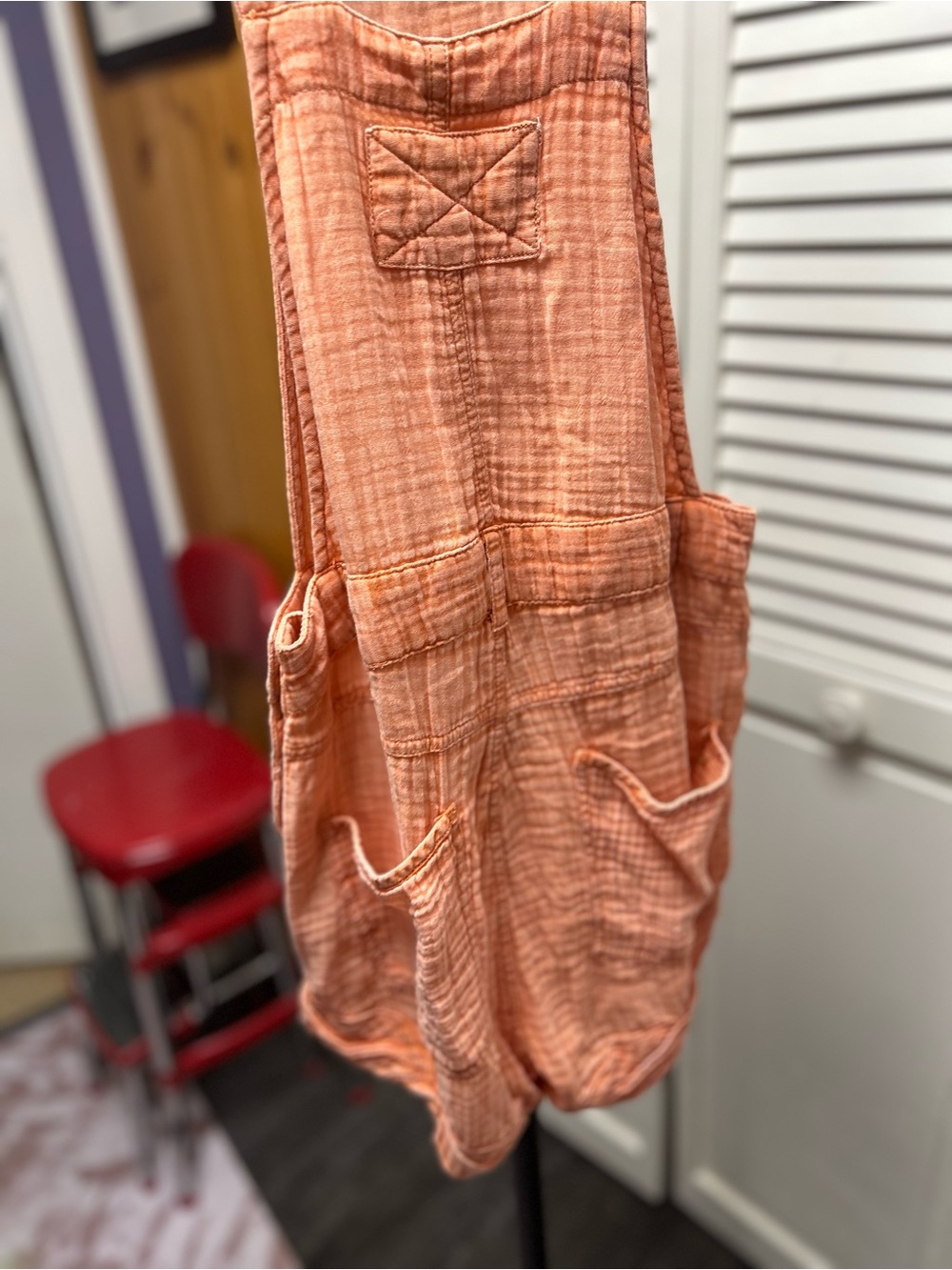 Nwot Pilcro Peach-Orange Short Overalls - Picture 8 of 8